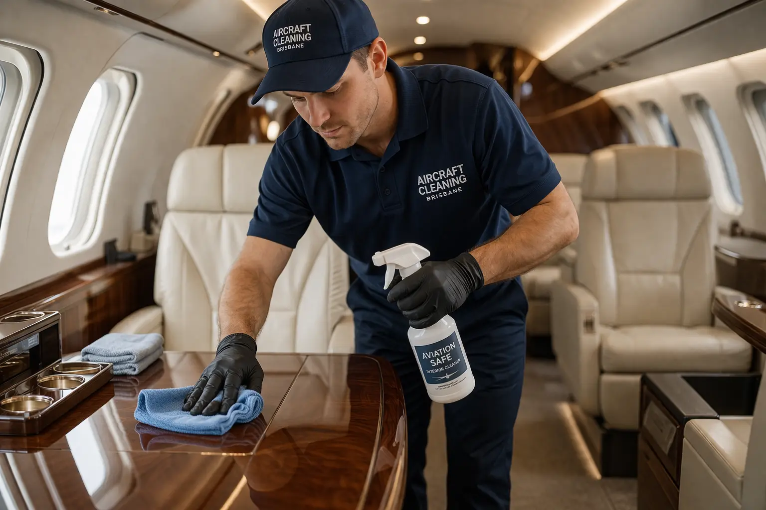 private jet interior cleaning brisbane professional cabin detailing