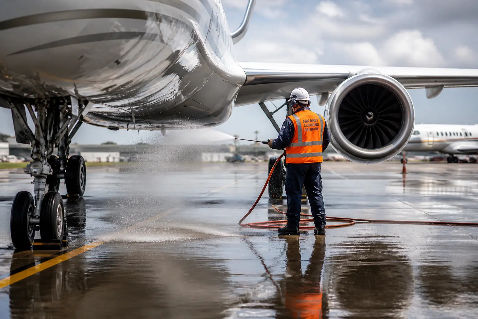 aircraft cleaning brisbane airport private jet cleaning on airport ramp